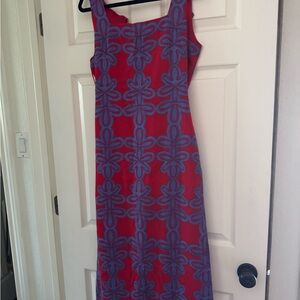 Sugarlips Red Maxi Dress with Purple Floral Overlay